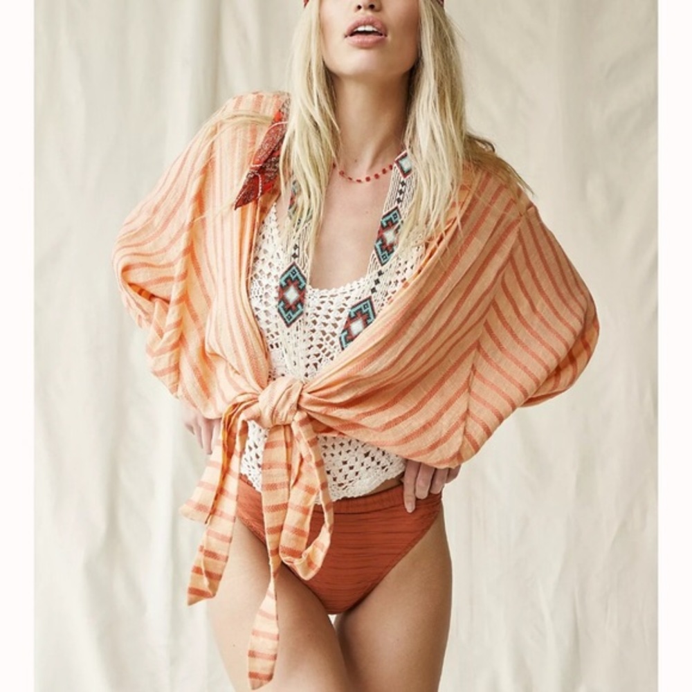 Free People Front Tie So Fun Kimono